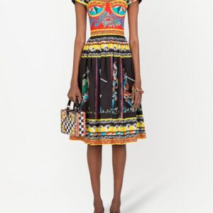 Dolce & Gabbana Carretto-print bustier midi dress