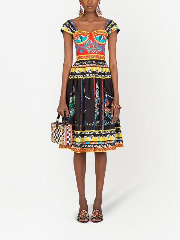 Dolce & Gabbana Carretto-print bustier midi dress