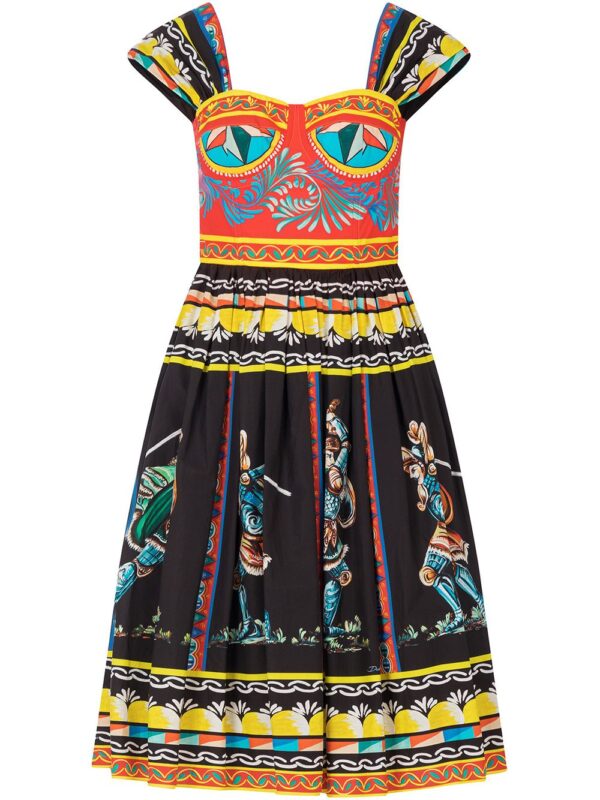 Dolce & Gabbana Carretto-print bustier midi dress - Image 2