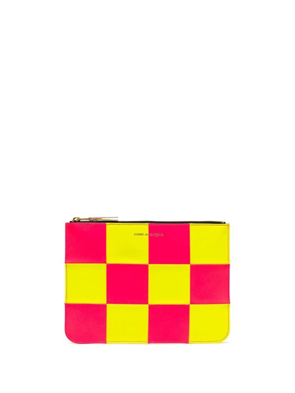 Comme Des Garçons Wallet  Fluo Square zipped square pouch