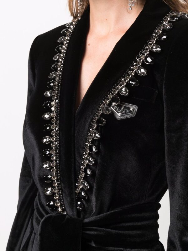 Philipp Plein logo-plaque velvet blazer dress - Image 5