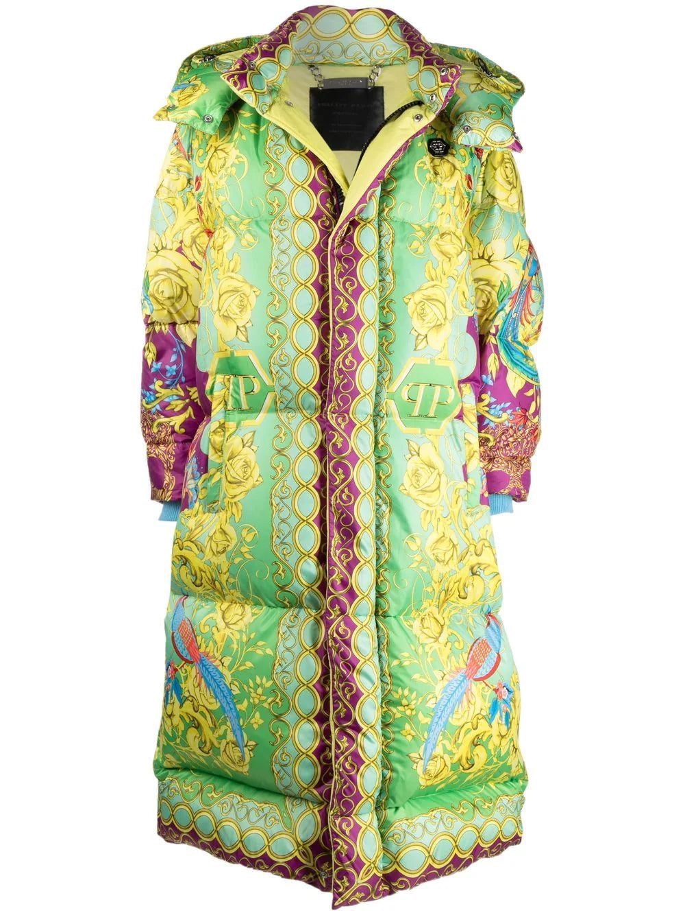 Philipp Plein baroque-print long padded jacket