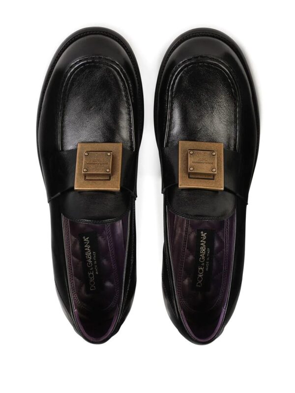 Dolce & Gabbana  logo-plaque leather loafers - Image 4
