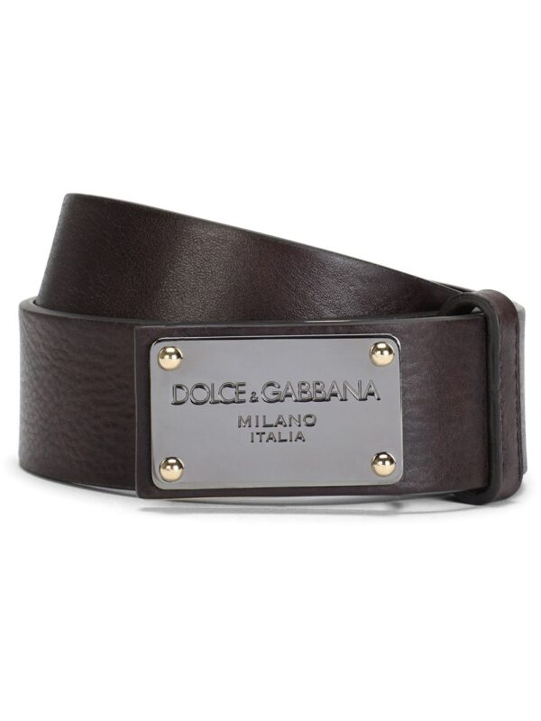 Dolce & gabbana plaque leather belt
