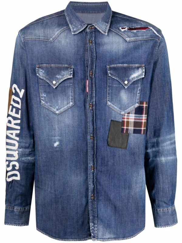Dsquared2  distressed denim shirt