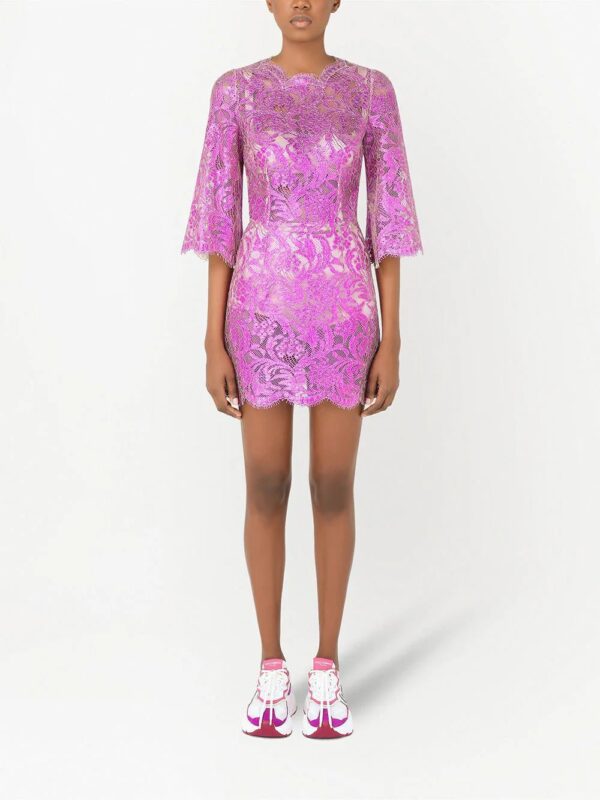 Dolce & Gabbana  floral-lace sheer minidress - Image 3