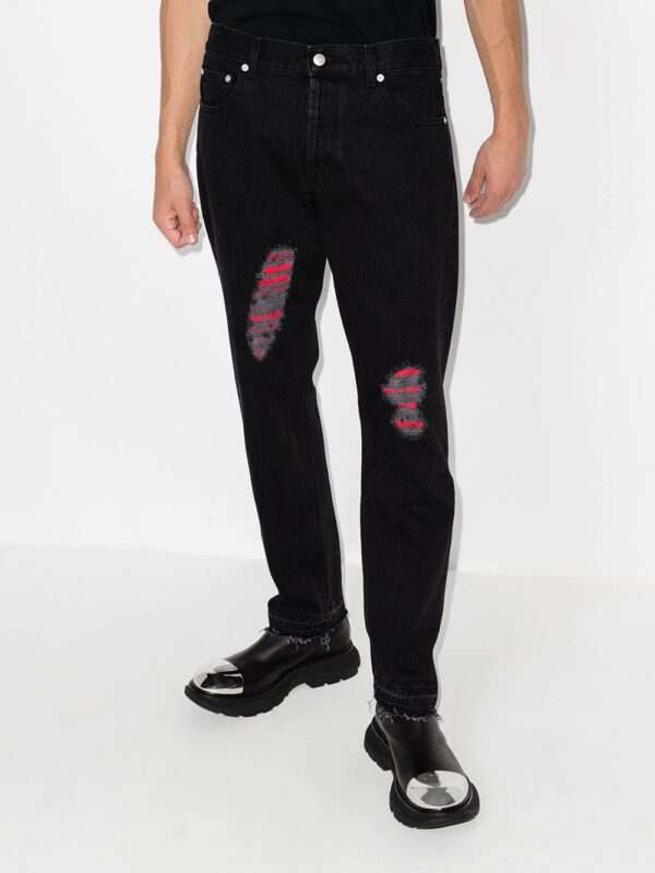 Alexander McQueen  ripped-detailing straight-leg jeans - Image 2