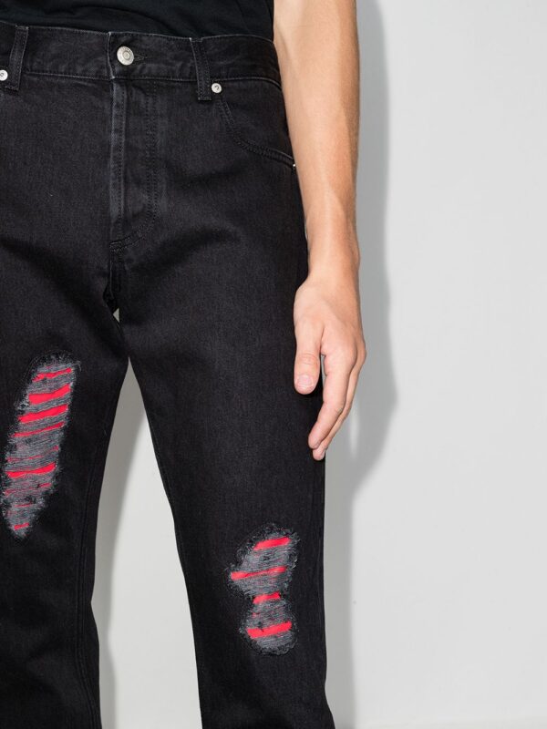 Alexander McQueen  ripped-detailing straight-leg jeans - Image 4