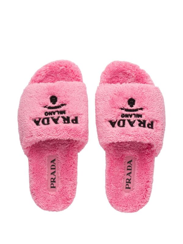 Prada  logo-embroidered terry cloth slides - Image 4