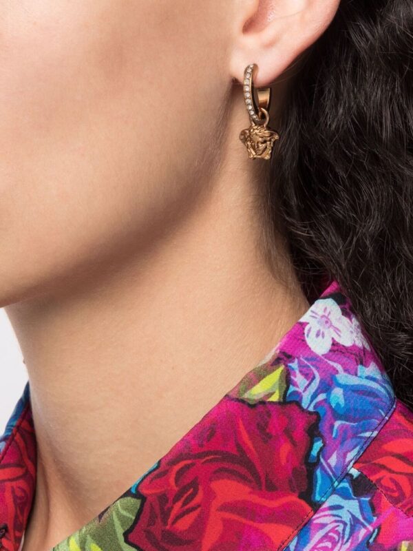 Versace  embellished Medusa hoop earrings - Image 2