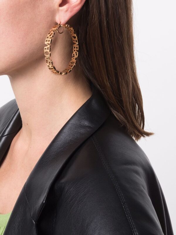 Versace  lettering logo hoop earrings - Image 2