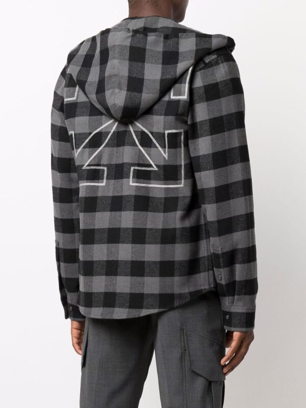 Off-white Arrows-print check hoodie shirt - Image 4