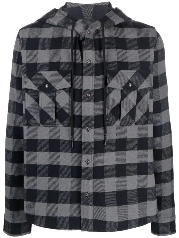 Off-white Arrows-print check hoodie shirt