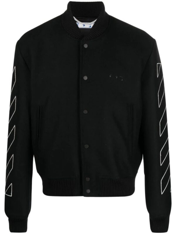 Off-White  diagonal stripe varsity bomber jacket