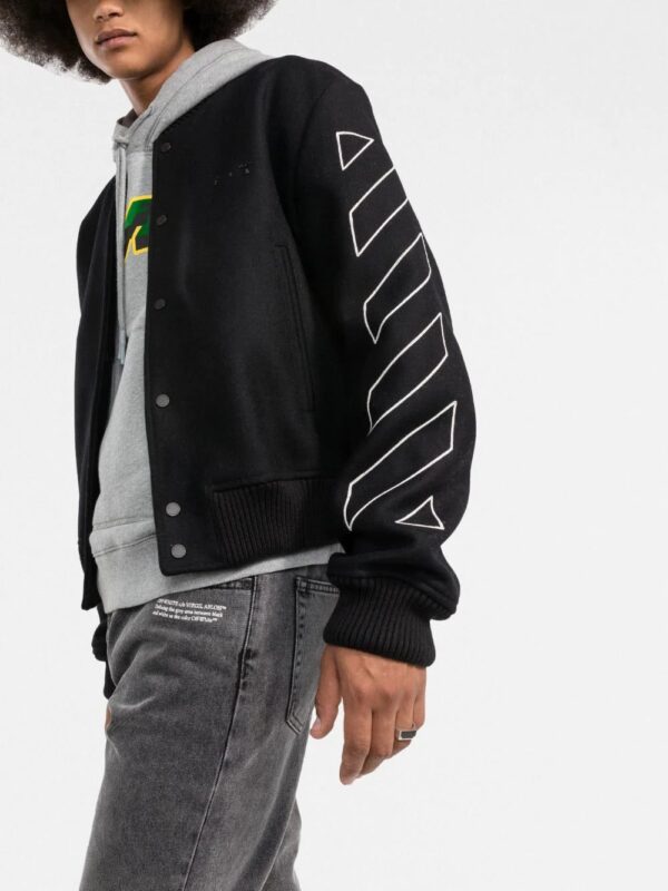 Off-White  diagonal stripe varsity bomber jacket - Image 3