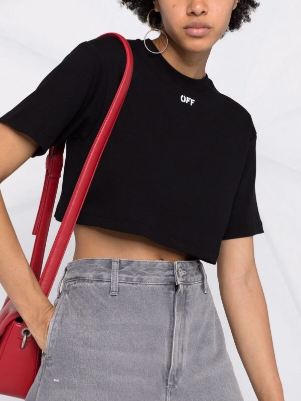 Off-White  cropped logo-print T-shirt - Image 3