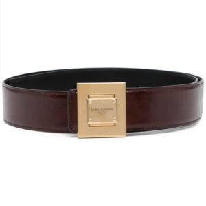Dolce & gabbana  engraved-logo leather buckle belt
