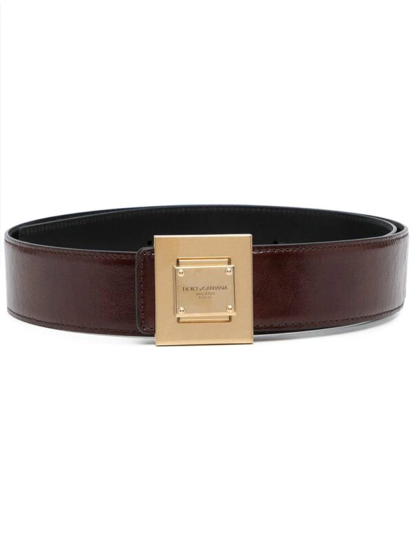 Dolce & gabbana  engraved-logo leather buckle belt