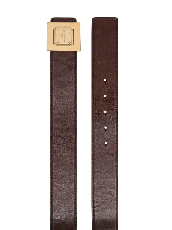 Dolce & gabbana  engraved-logo leather buckle belt - Image 2