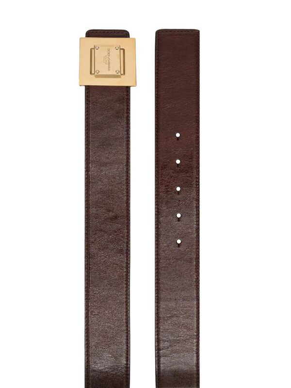 Dolce & gabbana  engraved-logo leather buckle belt - Image 2