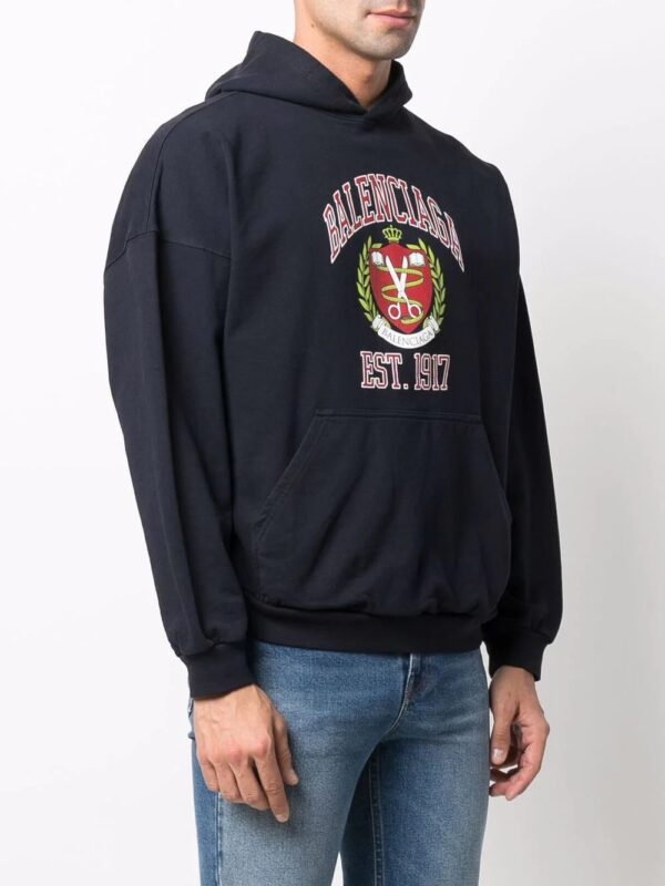 Balenciaga  crest-motif cotton hoodie - Image 4