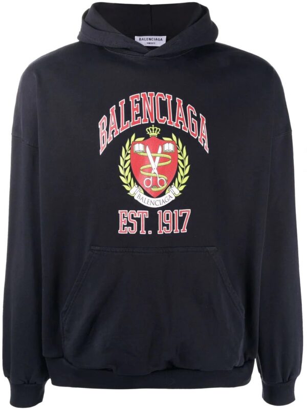Balenciaga  crest-motif cotton hoodie