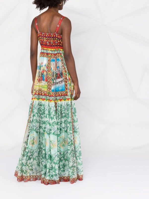 Dolce & Gabbana Carretto-print long chiffon dress - Image 4