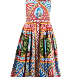 Dolce & Gabbana  Carretto-print flared midi dress