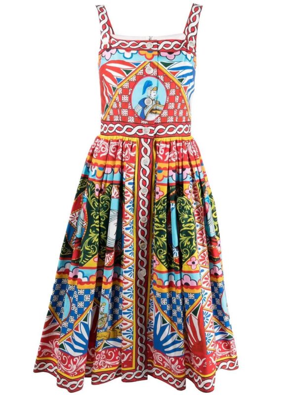 Dolce & Gabbana  Carretto-print flared midi dress