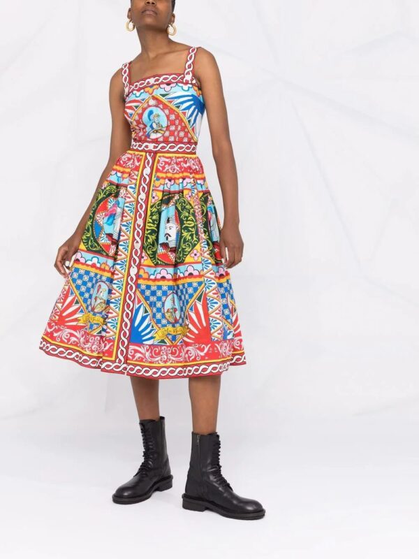 Dolce & Gabbana  Carretto-print flared midi dress - Image 2