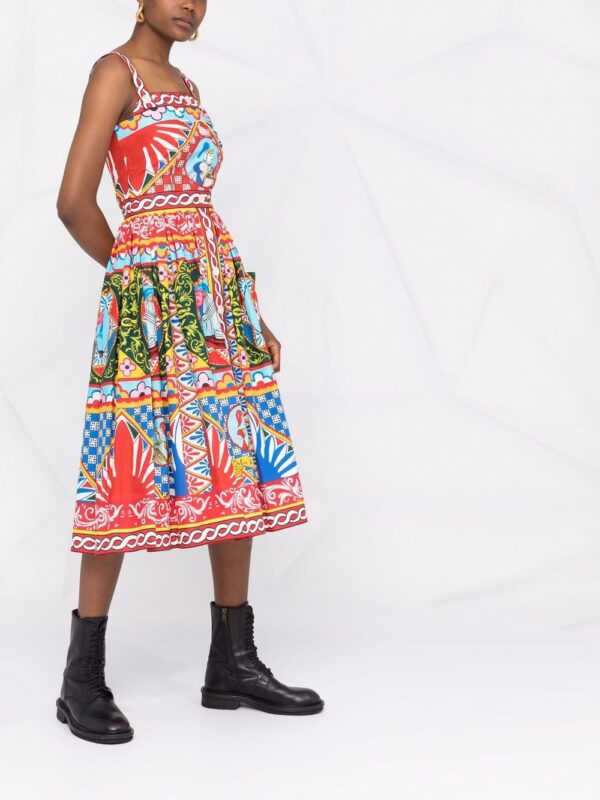 Dolce & Gabbana Carretto-print flared midi dress - Image 4