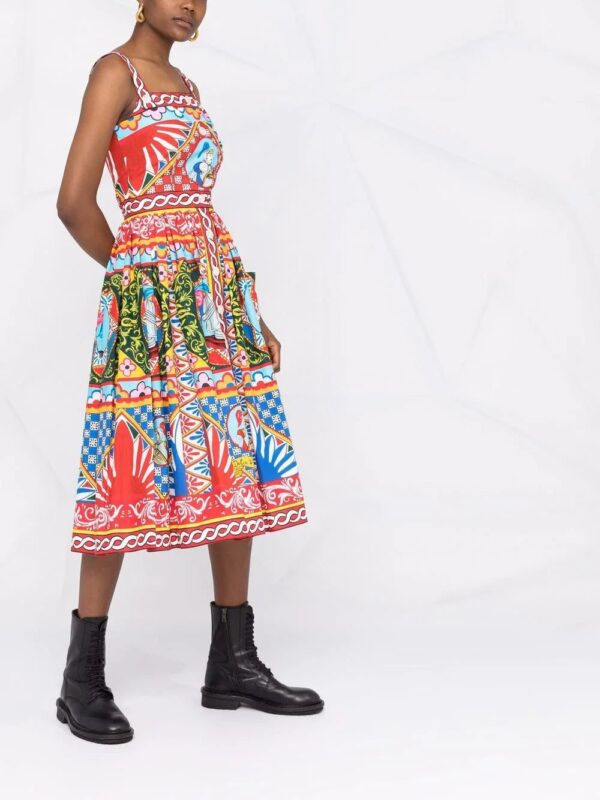 Dolce & Gabbana  Carretto-print flared midi dress - Image 4