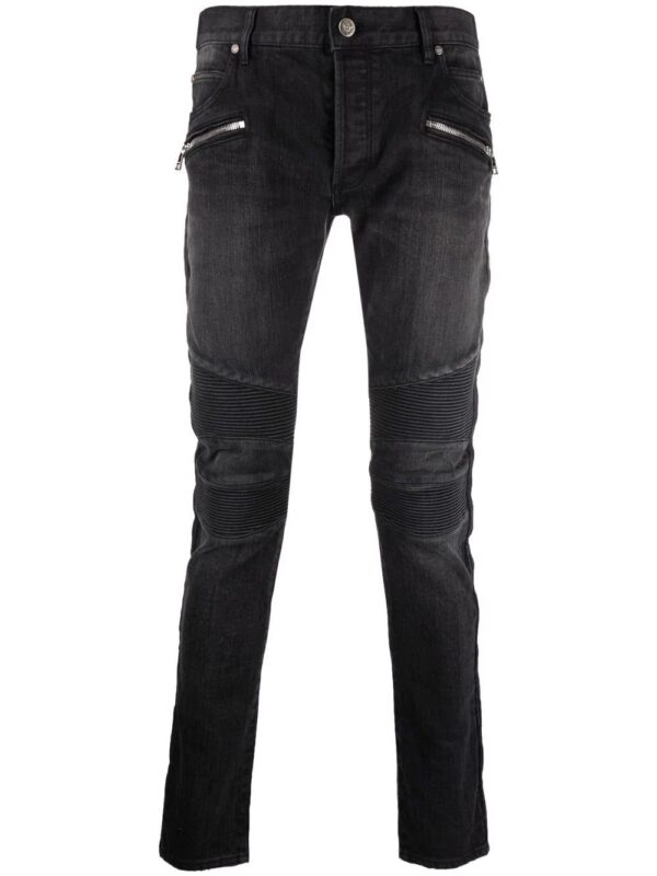 Balmain  ribbed panels slim-fit jeans