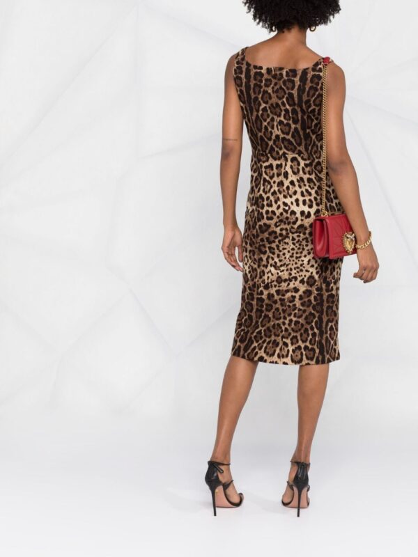 Dolce & Gabbana leopard-print square-neck fitted dress - Image 3
