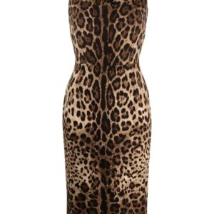 Dolce & Gabbana  leopard-print square-neck fitted dress