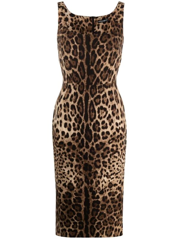 Dolce & Gabbana  leopard-print square-neck fitted dress