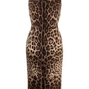 Dolce & Gabbana leopard-print square-neck fitted dress
