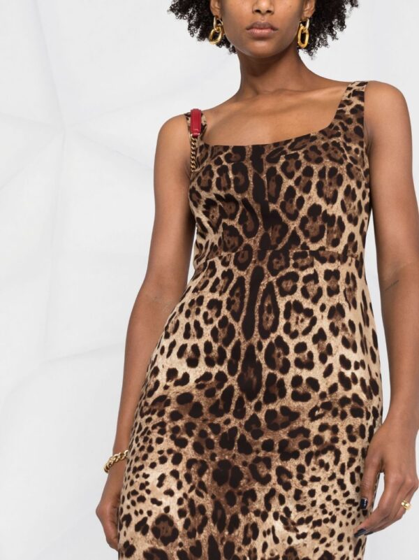 Dolce & Gabbana leopard-print square-neck fitted dress - Image 4