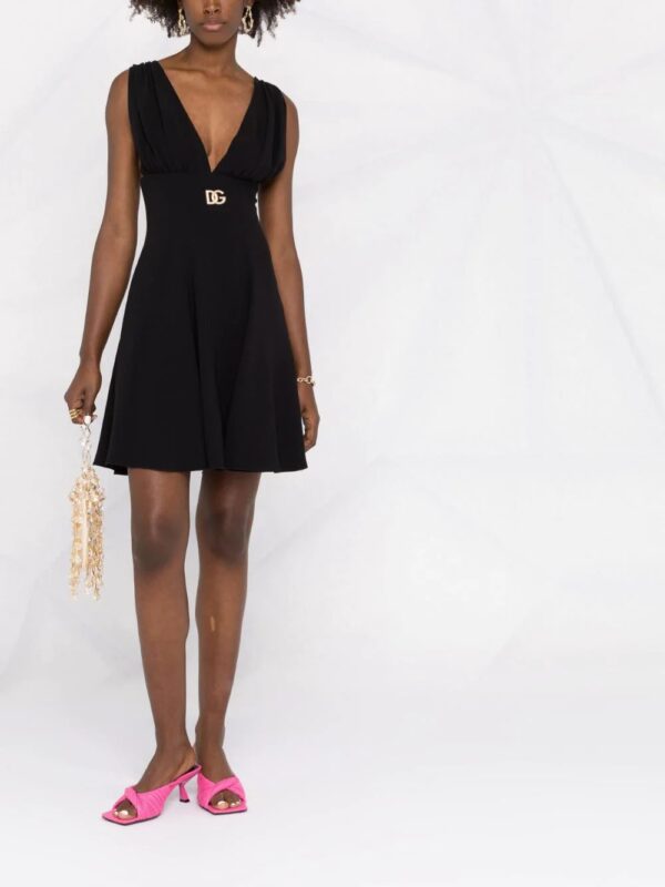Dolce & Gabbana  logo-plaque V-neck dress - Image 2