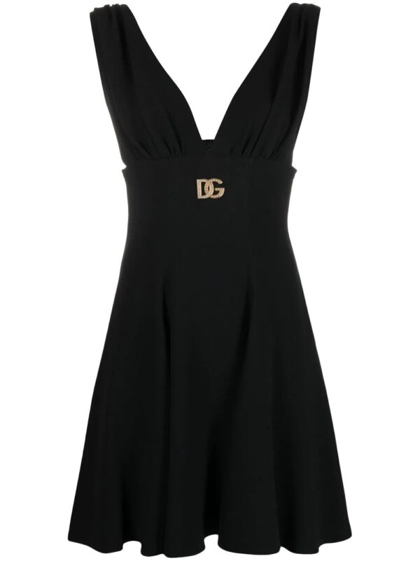 Dolce & Gabbana  logo-plaque V-neck dress