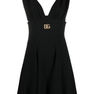 Dolce & Gabbana logo-plaque V-neck dress