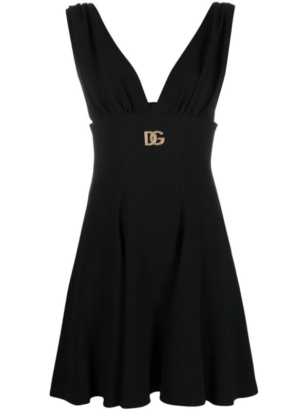 Dolce & Gabbana logo-plaque V-neck dress