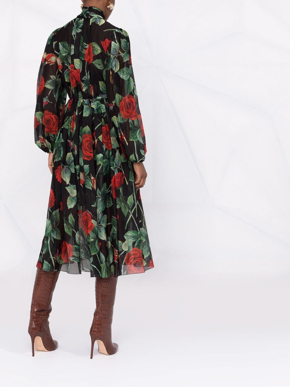 Dolce & Gabbana rose print flared chiffon dress - Image 6