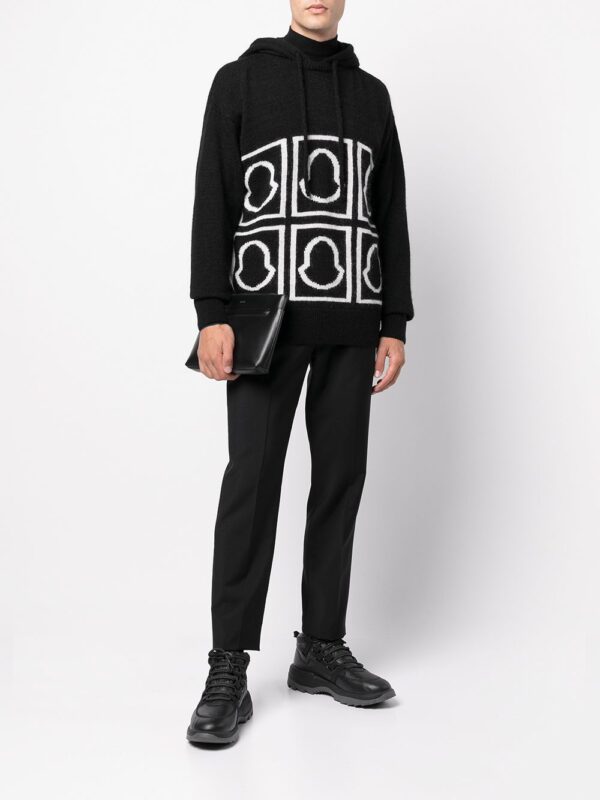 Moncler logo-intarsia knitted hoodie - Image 2