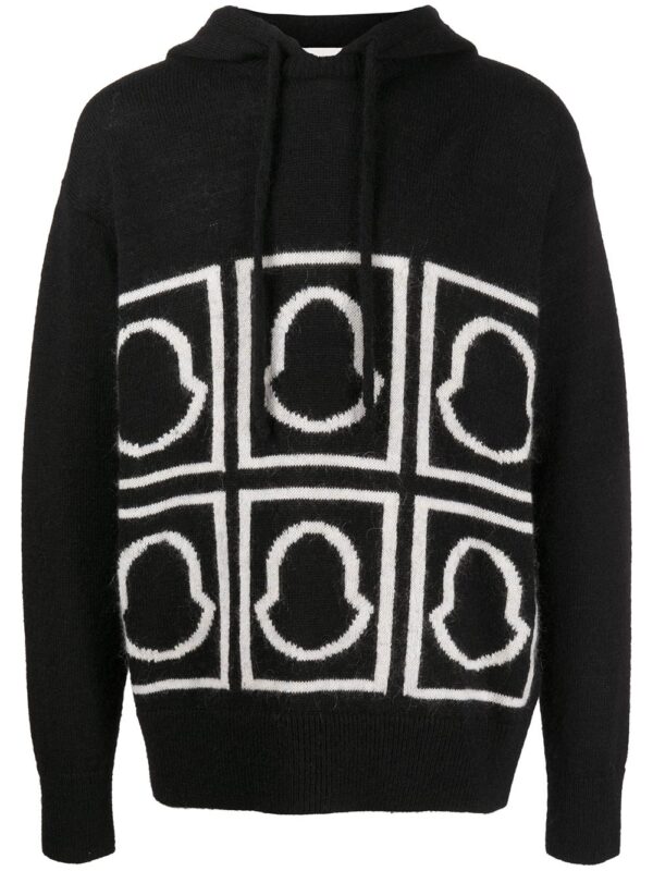 Moncler logo-intarsia knitted hoodie