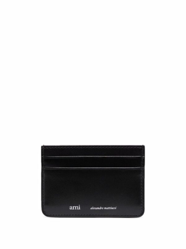 AMI Paris logo-print leather cardholder