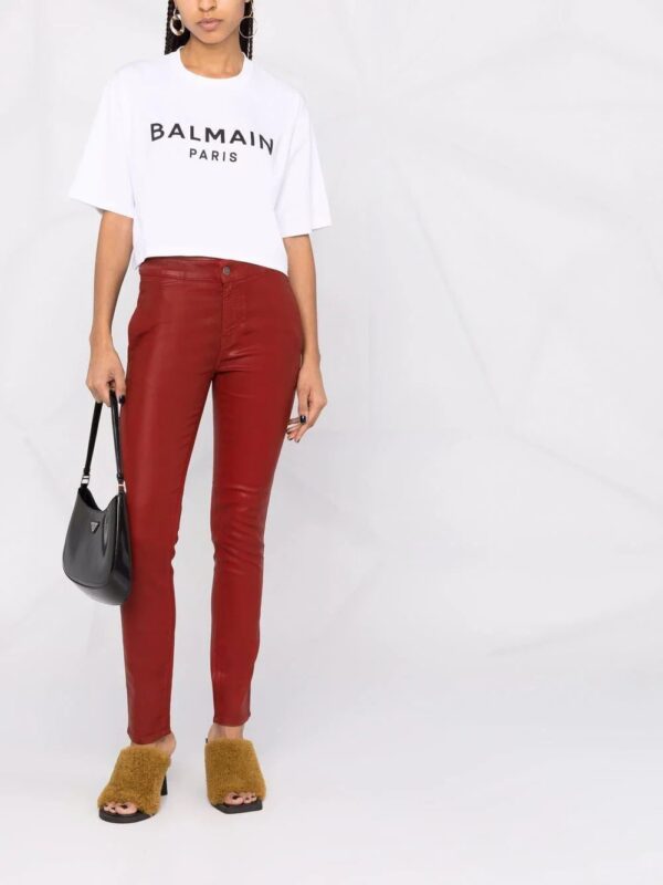 Balmain  cropped logo-print T-shirt - Image 2