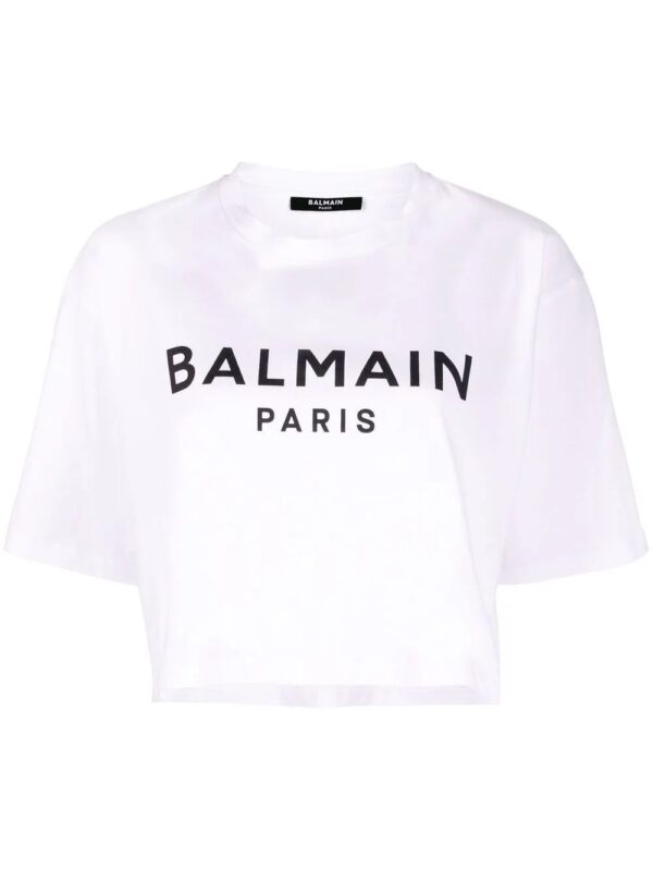 Balmain  cropped logo-print T-shirt