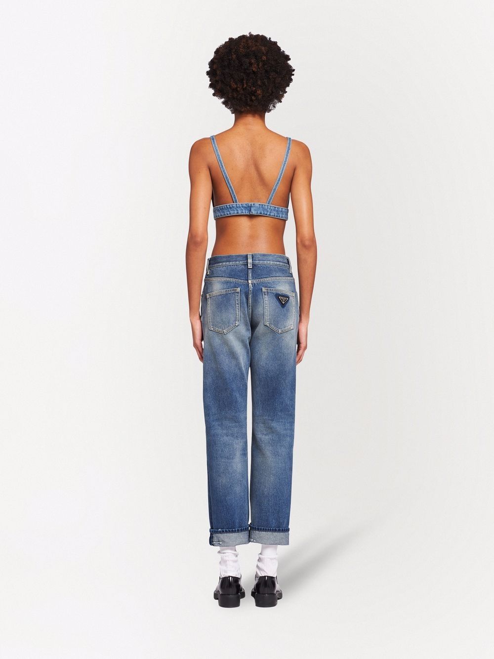 Prada triangle-logo denim bralette - Image 4