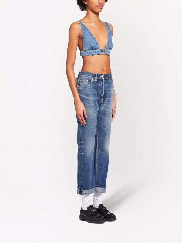 Prada  logo-plaque denim top